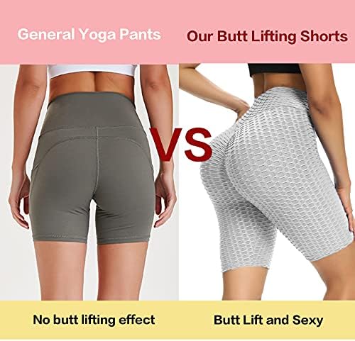 Sexyeye Butt за кревање шорцеви за жени измачуваат плен шорцеви со џебови со високи тренинзи со тренингот со високи половини, хеланки