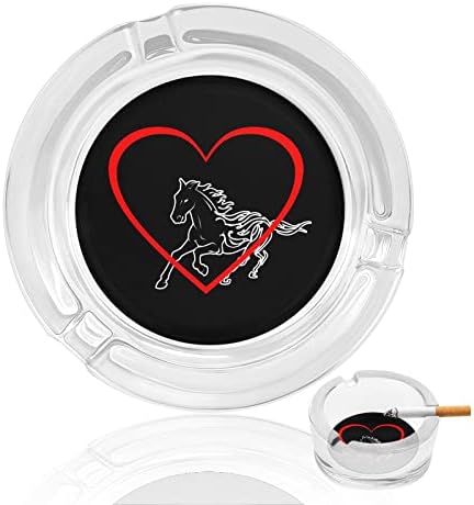Галопинг коњ со срцево стакло пепелник за цигари цигари класичен круг чисти кристални пепелници