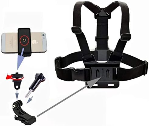 Supkeyer 2in1 Mount Mount+ Head Mount Strap Harness со телефонски клип и j-кука за спортско дејство камера / GoPro Hero 11 10
