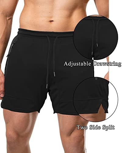 Машка машка атлетска атлетска атлетска шорцева салата за вежбање шорцеви шорцеви со џебови со патенти