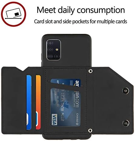 Case Galaxy A51, случај на Samsung A51, Dooge Premium Leather Creder Cart Holder Stand Case Double Magnetic Class Traible ShockProof