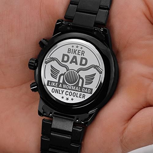 Подарок за Денот на таткото за велосипедисти тато врежан часовник, машки часовник за отворено со кутија Махагони, машки часовник, идеи за подароци