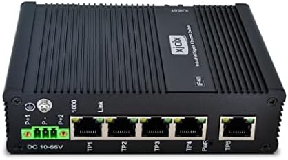 XJCIX Industrial Ethernet Switch 5 порт 10/1 100/1000Mbps RJ45 Не управувано Дин железнички гигабит Индустриски прекинувач