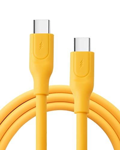 USB C силиконски кабел, 60W Type C до USB C Брза кабел за полнење компатибилен со Samsung Galaxy S21/S20, Pixel 5/4/3 и повеќе