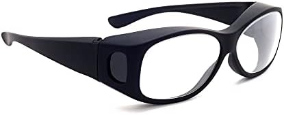 Очила за безбедност на зрачење - Fitovers во голема пластична црна безбедносна рамка со постојани странични штитови