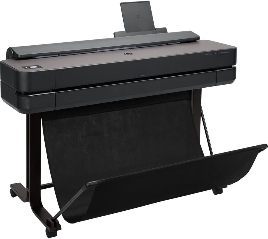 HP DesignJet T650 со голем формат 36-инчен печатач за заговор, со ролна покривка, автоматски фидер за листови, медиуми за медиуми и црна црна