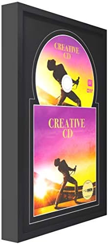 Креативни рамки за слики 8 x 12 ЦД ukeубокс музичка рамка двојно црно-црна матичка се прикажува насловна уметност и 4 7/8-инчен