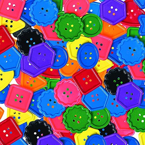 Големи обоени копчиња за деца - 8 живописни бои и 8 големи форми - најголем сет од 94 занаетчиски копчиња - огромни, големи скоро 2 инчи големи