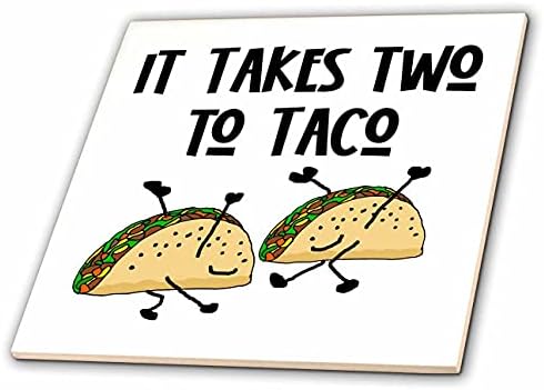 3dRose Смешни Симпатична Танцување Tacos велат дека тоа трае две На Тако Игра На Зборови Цртан Филм-Плочки