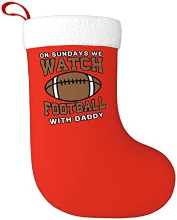 Yoigng Во недела гледаме фудбал со тато Божиќно порибување на Божиќни чорапи класичен празник за украсување камин виси чорап