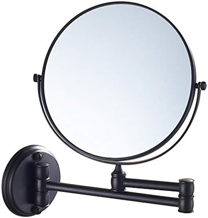 3x зголемување на шминка суета огледало, двострано козметичко огледало поставено од wallид 360 ° вртење на огледало за бања, црно