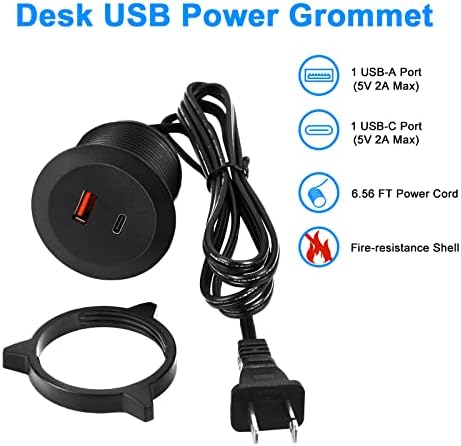 Излез за излез на USB Power Power, USB станица за полнење вграден 1 USB-A и 1 USB-C пристаништа, USB центар за софа, кауч, маса, кревет,