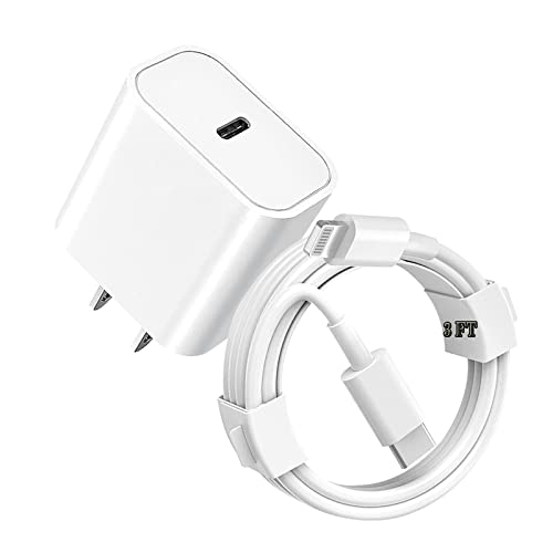 Кабел за брзо полнење на iPhone Chager, 【Сертифициран Apple MFI】 Wabklove USB C Wallиден полнач Брзо полнење 20W PD адаптер со 3FT молња кабел