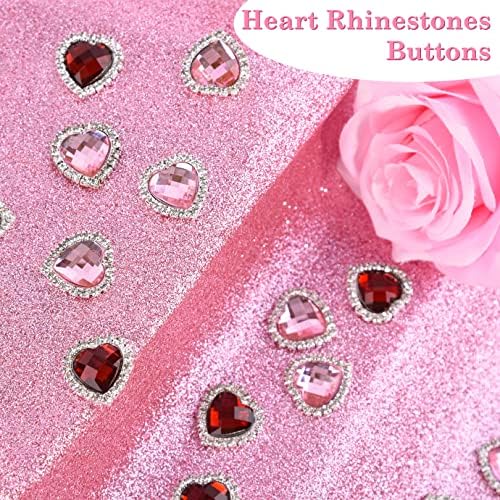 Копчиња за срцев ринестон 23мм копчиња за шиење Декорација за украси Шие на копчињата со ригистони, украси рамен со дијамант за