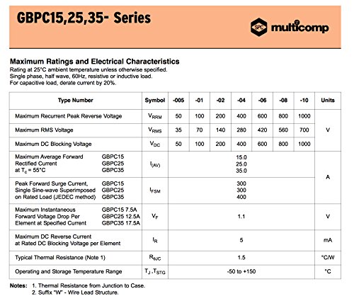 GBPC3504 - Диода за исправувач на мост, единечна, 400V, 35A, модул, 1,1 V, 4 пинови, полнач за напојување 2, Mac Charger
