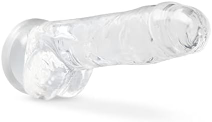 Руменило природно твое - кристално дилдо долги 8 инчи - 1,5 тенок - стропон компатибилен цврсто вшмукување чаша за слободни раце - реална
