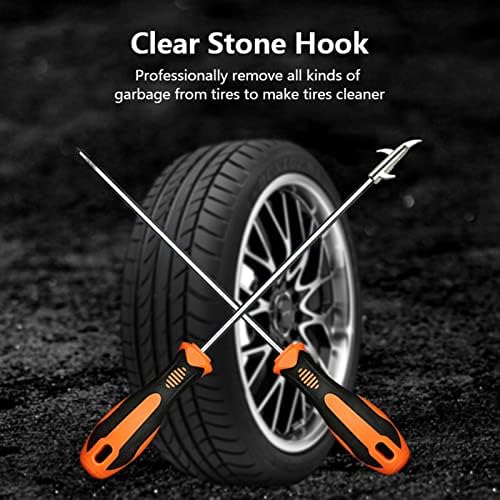 CQLJXKJ CAR гума од гума Скршени камења Отстранувач куки, мултифункционални експлозии-докажани легура кука за кука за возило, алатка за чистење на гуми за чистење на гум