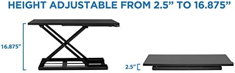 Монт-тоа! Конвертор на стоење на бирото, прилагодлив за висина за седење, 32х22 инчи преазиолирана конвертор на биро, дизајн на ултра