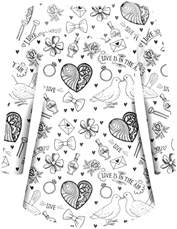 Женски обичен срцев туничен кошула дами врвови на в Valentубените модни модни блузи копче надолу V-вратот лабава блуза со Хенли
