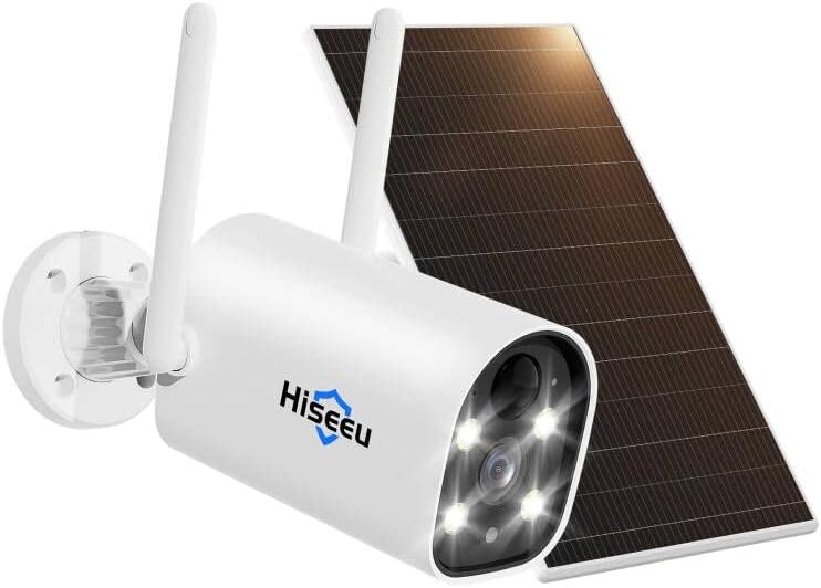 HEISEU 4MP соларна соларна енергија, батерија со напојување со батерија 2,5K безжичен надворешен фотоапарат, 2 начини на разговор, ноќно гледање