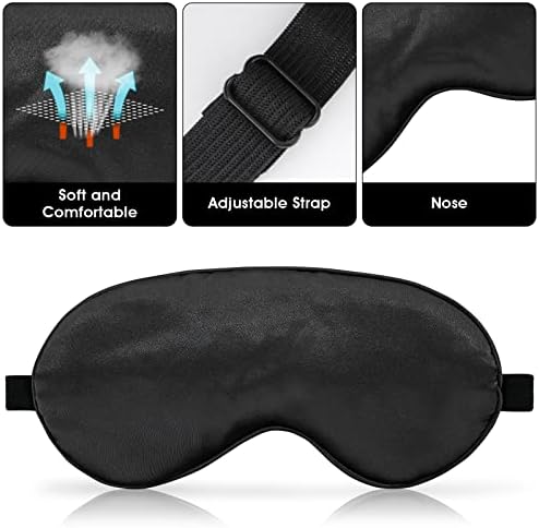 Wllhyf 3pack свилена маска за спиење, маска за очи за спиење за очи за очи за очила за спиење, дремнете мека прилагодлива еластична