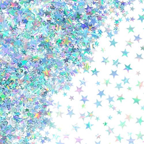 Сребрени Ѕвезди Што Трепкаат Маса Конфети-Искра Фолија Метални Светки Конфети Свадба Под Морето Бебе Туш Роденденска Забава Прскалки