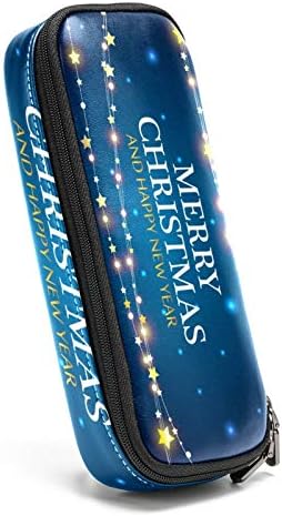 Божиќни светла завршуваат starsвезди кожен молив, куќиште со пенкало со двоен патенти за чување торба за чување торби за училишна работа за момчиња