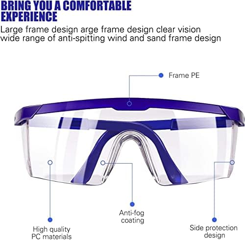 Безбедносни очила, безбедносни очила за 5 пакувања заштитни очила со универзално вклопување и јасен поглед, леќи отпорни на влијанието