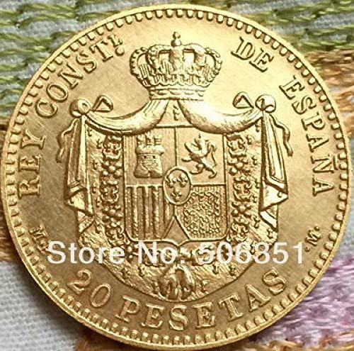 1889 Шпанија 20 Пезети - Алфонсо XIII копирање на монети Подароци за копирање