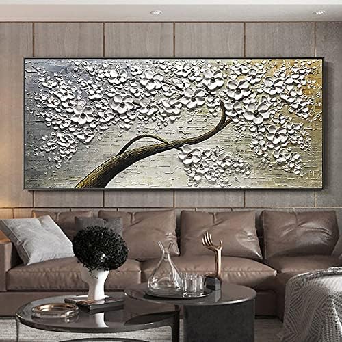 3Д апстрактно масло за сликање цвет со рачно изработена wallидна уметност-важна голема дрва дебело нож за сликање дома хотел канцеларија за внатрешни