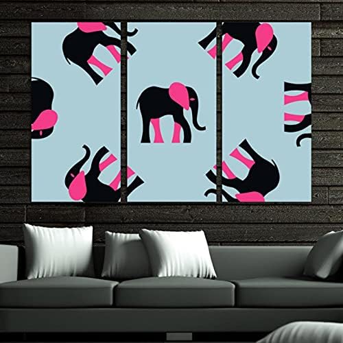 Wallидна уметност за дневна соба, женски црни слонови розови уши врамени декоративно масло за сликање поставени декоративни модерни уметнички дела