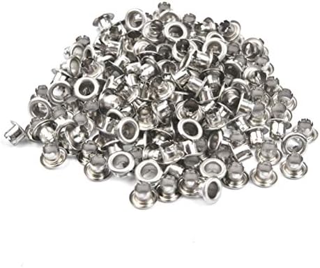 Qlouni 500 пакет 3/16 сребрени метални громити од очни капаци, 5 мм дупки за само -поддржувачи за јадра на монистра, облека, кожа, платно