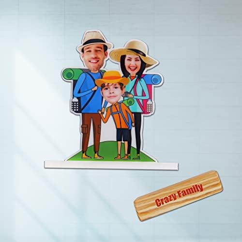 Quirkaboo персонализиран фото подарок луд семеен карикатура шоу со дрвен штанд