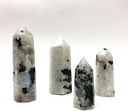Марка накит Природна бела месечина скапоцен камен Хексагонален кристален молив Точка кула заздравување на скапоцен камен минерален