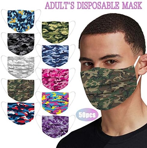 50 парчиња маски за еднократна употреба кај возрасни камо маскирна дише 3 филтер за празник за нега на кожата анти-прашина маска за лице жени