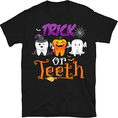 Moobla трик или заби заби за заби, кошула за стоматолошки заби, кошула за стоматолошки асистент, стоматолог за Ноќта на вештерките, хигиеничар