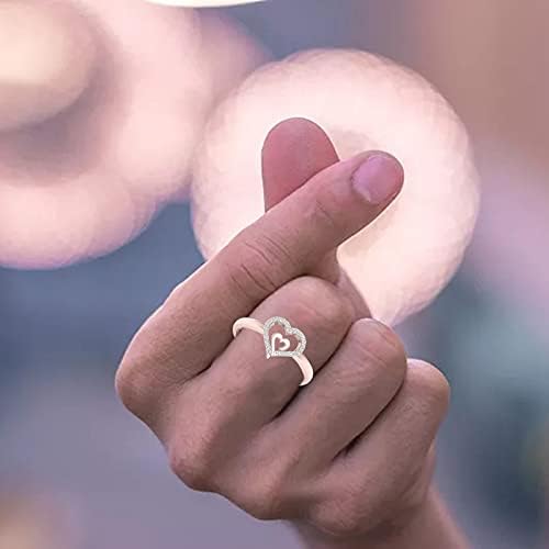 Wенски ангажман прстени креативно срце-срце венчален прстен симулиран дијамантски loveубов дијамантски прстен за жени накит подароци