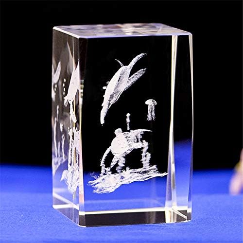 Кристално стакло морско желка фигура и статуи, 3Д ласерски гравирани кристални желки украси уметност, животински кристално