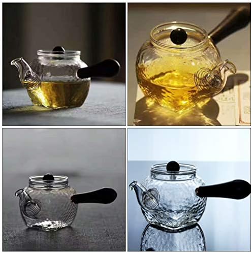 Луксузен чај од не'рѓосувачки челик 260мл стаклен чајник со инфузер филтер за напојување и рачка со шпорет чај, чист чај котел за лабав