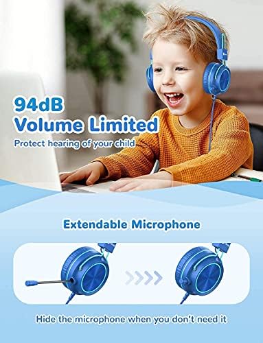 Слушалки за деца на iClever HS22 со слушалки за микрофон и HS21 со ротирачки микро-снопови- жичен преклопен стерео слушалки за училиште/таблета/патување/
