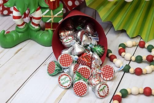 Етикети за налепници за налепници за Божиќни празници на Jingle и Mingle, 300 партиски кружни налепници со големина 0,75 ”за бакнежи со капки