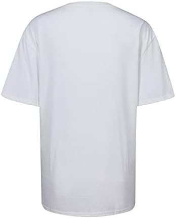 Дами кратки ракави блузи букви графички блузи маички со екипаж подарок симпатична смешна есенска летна блуза 2023 o2