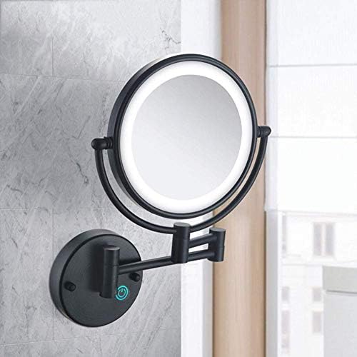 8-Инчен Двострано Вртливо Огледало За Шминка Поставено На Ѕид Со Зголемување, Огледало За Шминка СО LED Светла, Продолжување Од 11,1 Инчи,