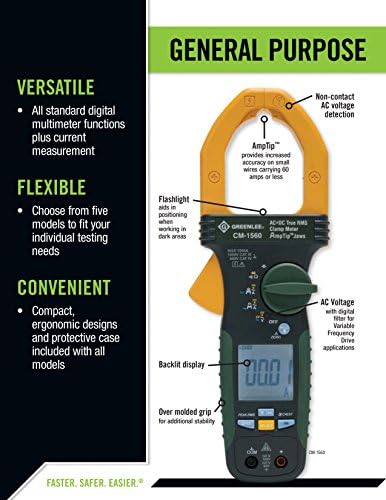 Greenlee - Clampmeter, AC/DC, Elec Test Instrument, 600 засилувачи