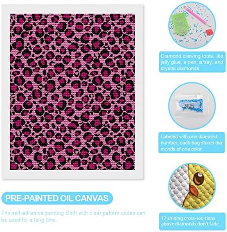 Розова Леопард Печатење Дијамант Сликарство Колекции 5D DIY Целосна Вежба Кристал Уметности Ѕид Декор За Возрасни 16 x20