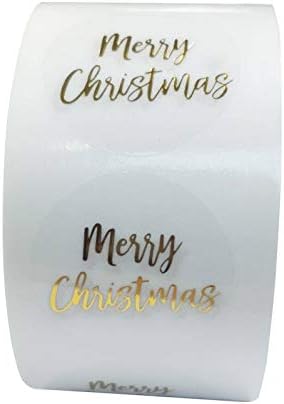 Никој/Бренд 100-500 парчиња Тркалезни Јасни Налепници За Среќен Божиќ Благодарам Кутија Со Картички Етикета За Запечатување Налепници