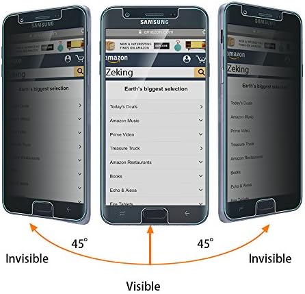 Зекинг [2-Пакет] Дизајн За Samsung Galaxy J7 2018 Заштита На Екран Со Калено Стакло За Приватност, Анти-Шпионска 9H Цврстина[Анти-Гребење] [Анти-Отпечаток]