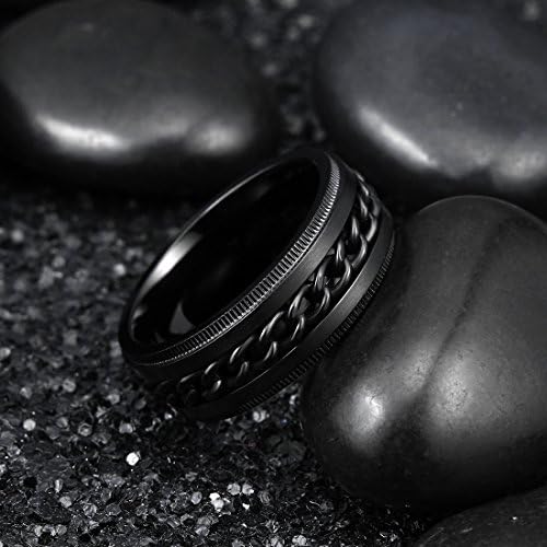 Кралот ќе испреплетува 8мм Спинер прстен од не'рѓосувачки челик fidget прстен за анксиозност за мажи црна/сина/сребрена/златна фигурална