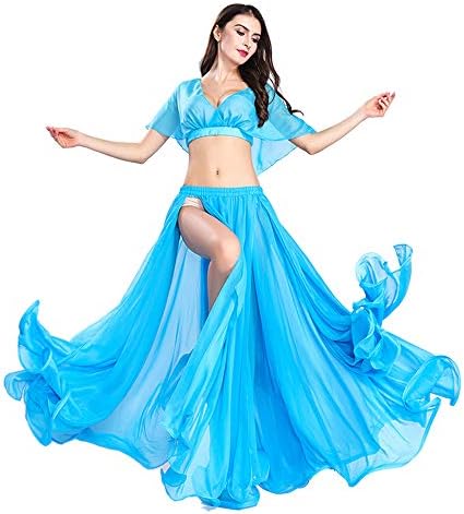 Костим за танцување на Royal Smeela Belly, сет за жени шифон танцување здолниште и врвови секси големи замав танцувачки здолништа