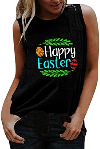 Ubst жени Велигденски печатени маички кошули без ракави со ракави на вратот, елек на блуза, обичен резервоар за дами и девојчиња